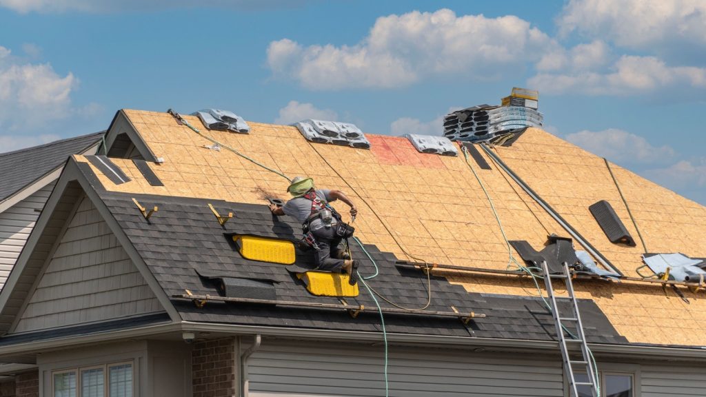 Bumble Roofing replacing a roof in Fairfield, CT.